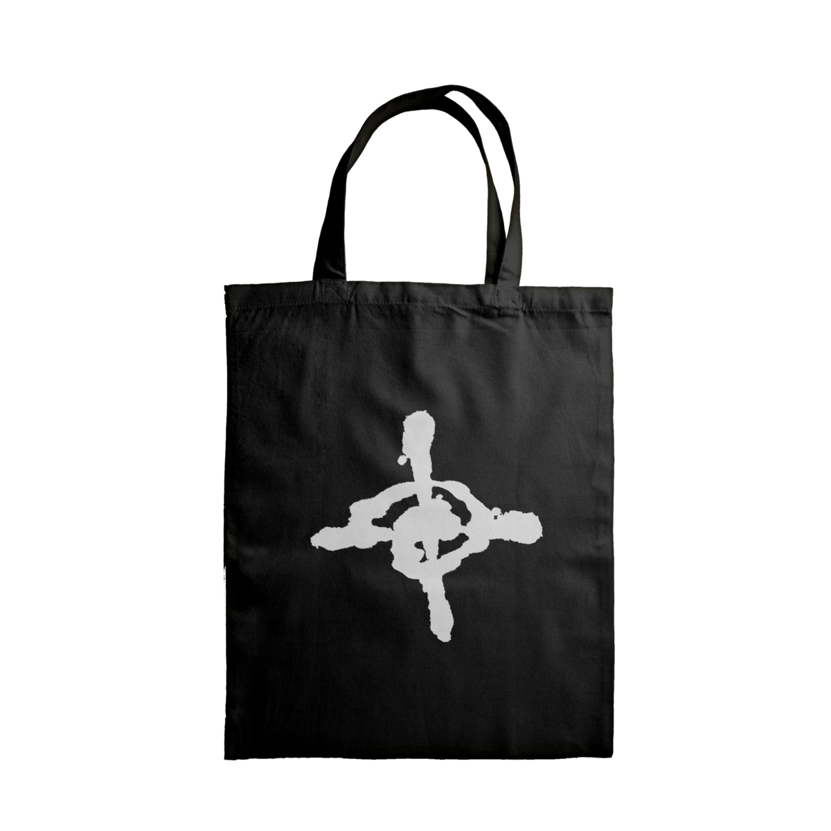 Tote bag preta com o símbolo em branco