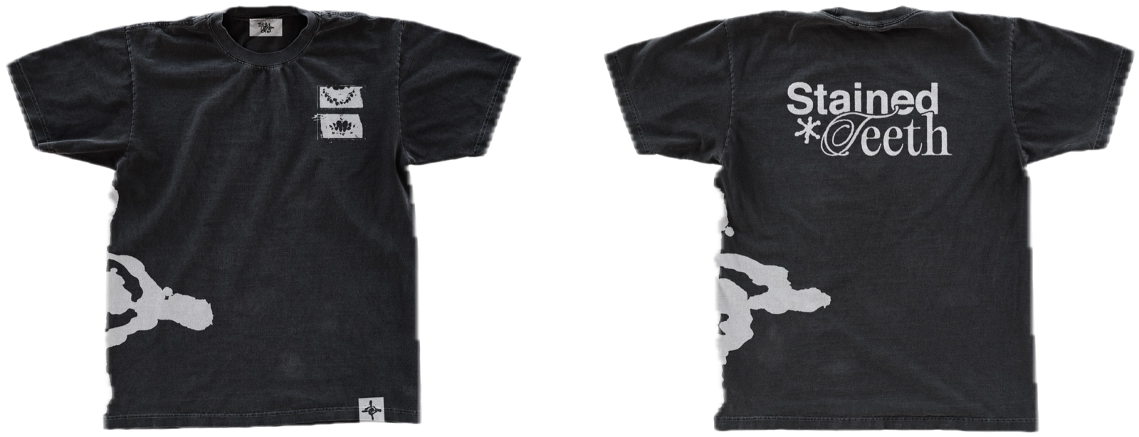T-shirt preta Stained Teeth, frente e costas